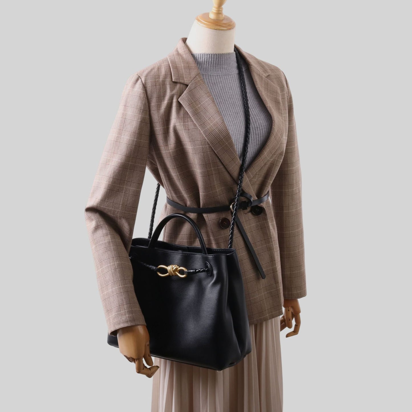 Metal Cord Fastener High Quality Genuine Shoulder Bags