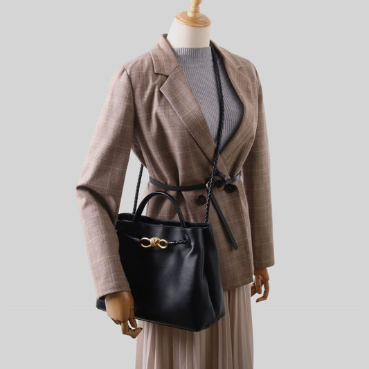 Metal Cord Fastener High Quality Genuine Shoulder Bags