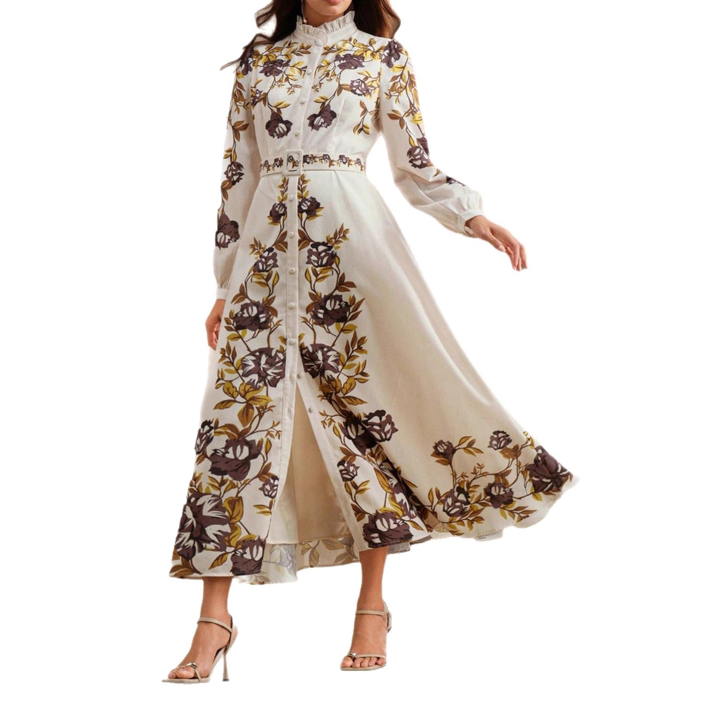Women's Elegant Style Long-sleeved Printed Dress With Dresses