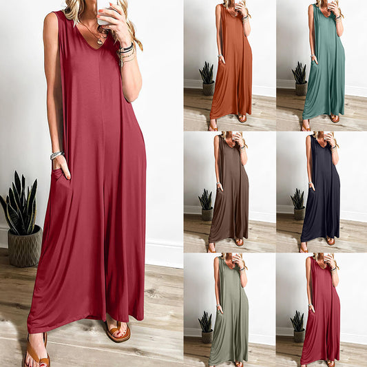 Women's Summer Fresh Casual Pocket Thin Jumpsuits