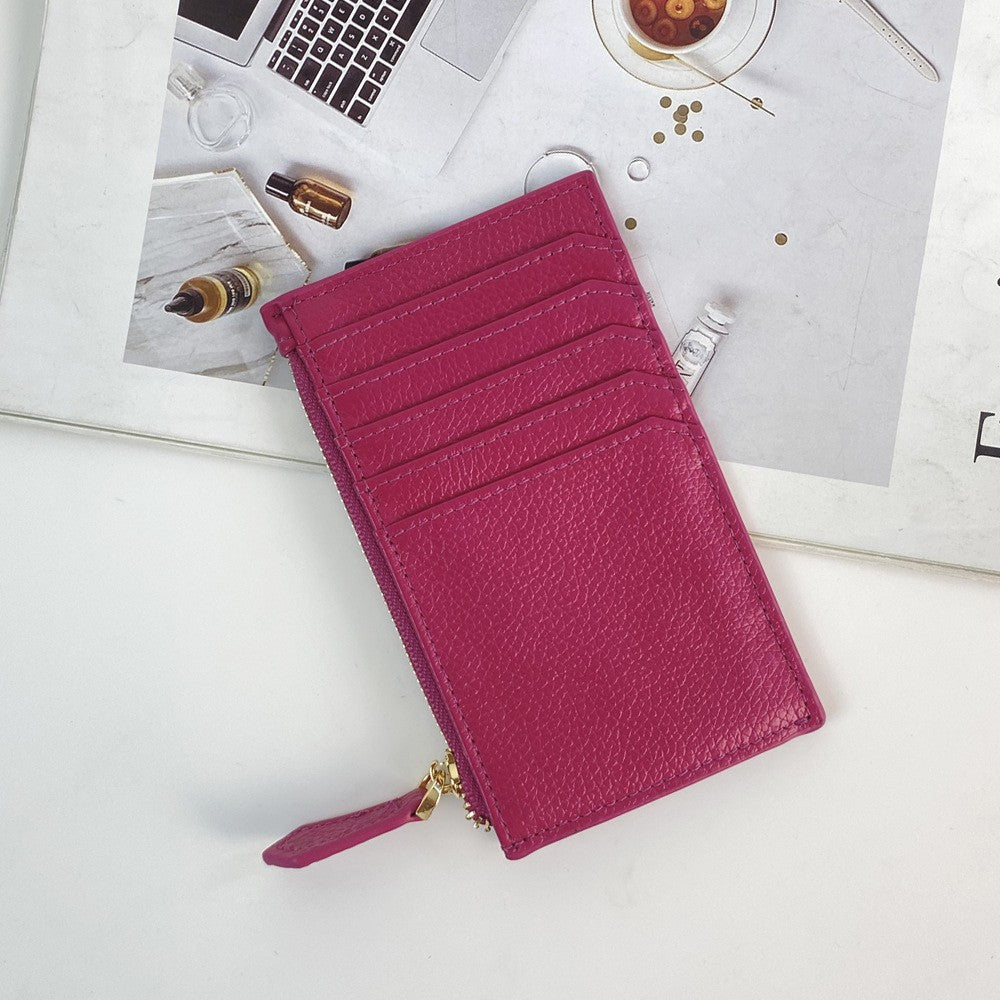 Women's Fashion Minimalist Style Korean First Layer Cowhide Document Card Holder