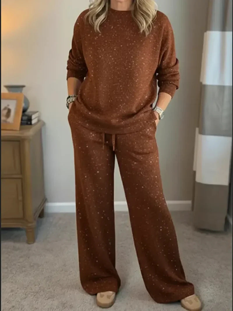 Trendy Christmas Festival Shiny Loose Two-piece Fashion Casual Suit