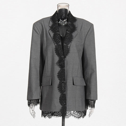 Fashion Design Small Spring Lace Stitching Blazers