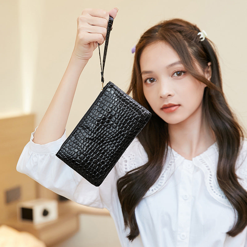 Simple Clutch Female Lady Crocodile Pattern Welfare Handbags