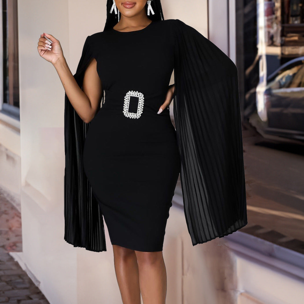 Women's Solid Color Sheath Sexy Cape African Plus Size