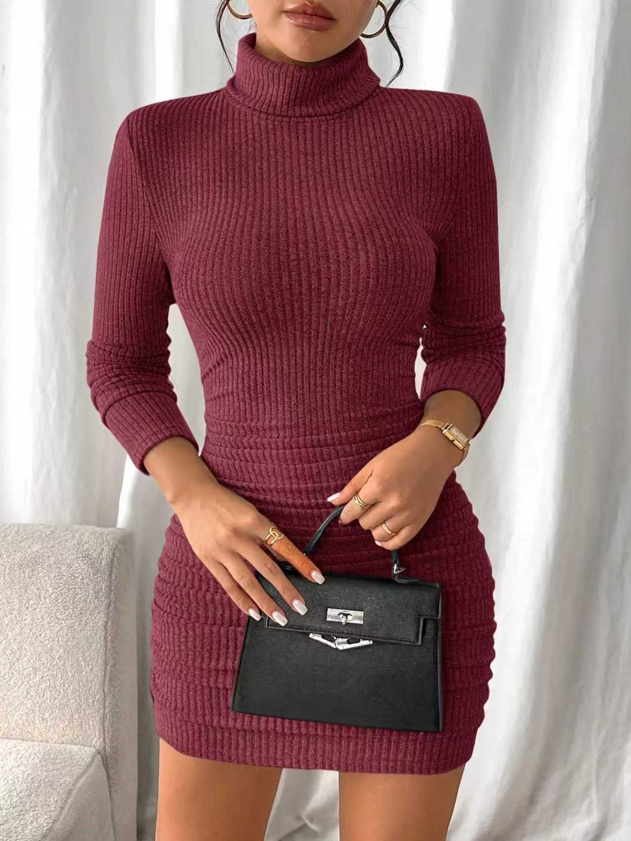 Fashion Casual Turtleneck Slim Fit Hip Dress