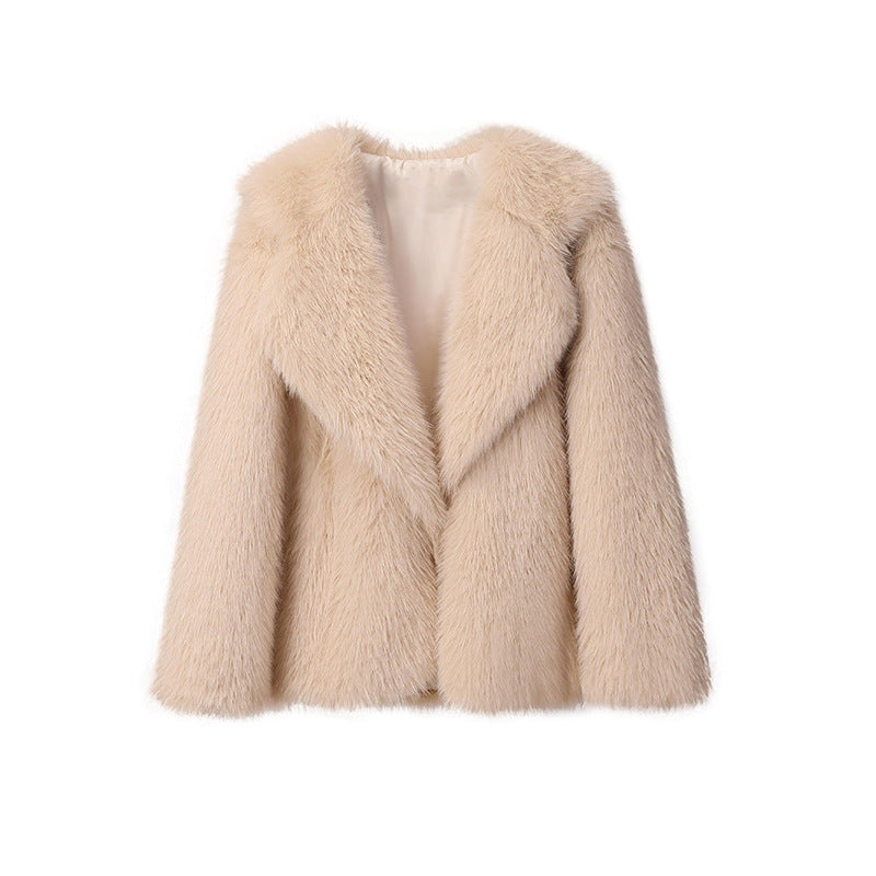 Women's Lapel Leather Fur Faux Loose Korean Coats