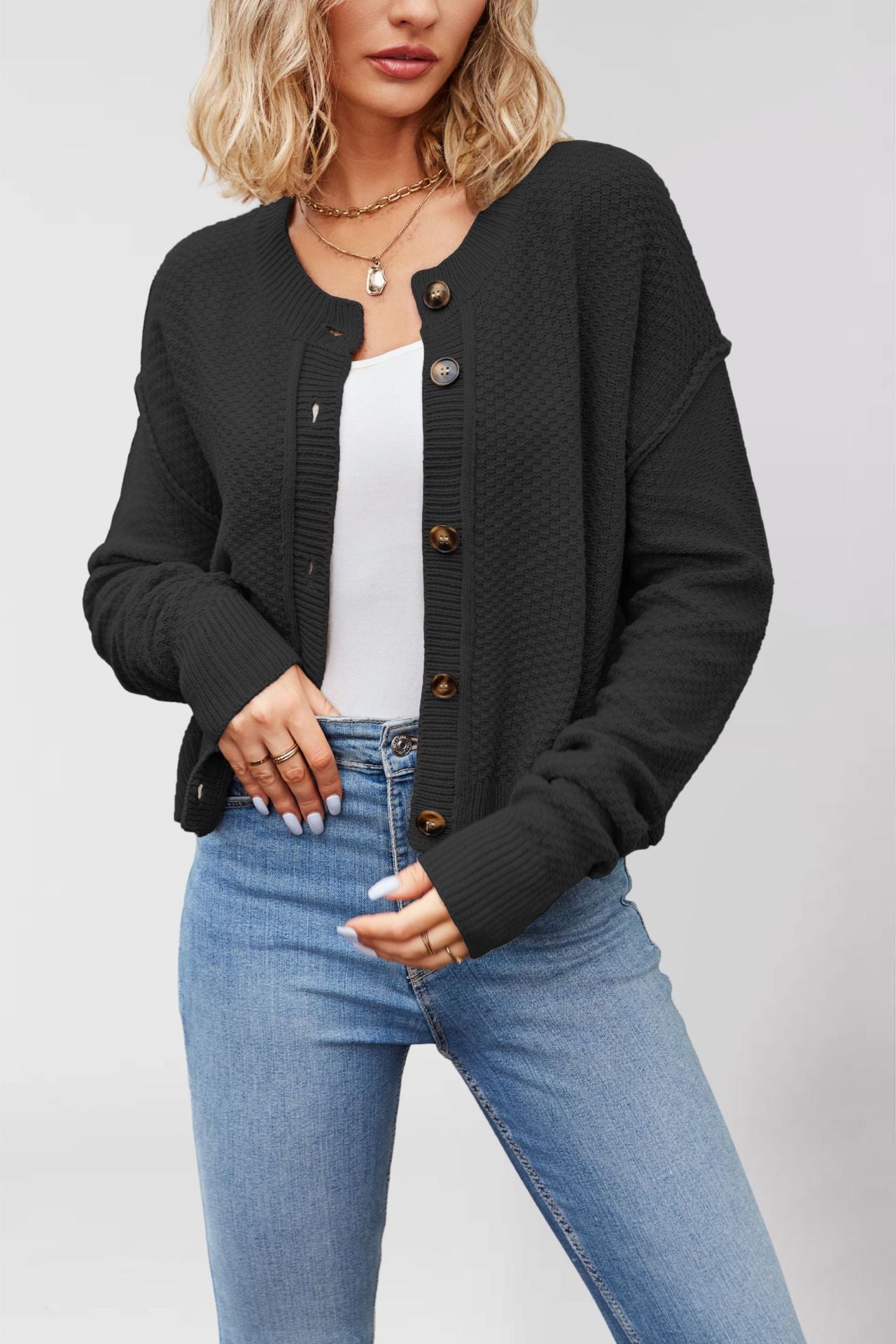 Women's Unique Knitted Single-row Button Commuter Sweaters