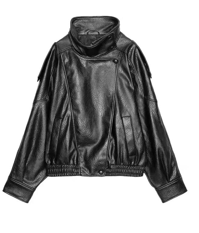 Women's Fashion Personality Locomotive Style Imitation Leather Jackets