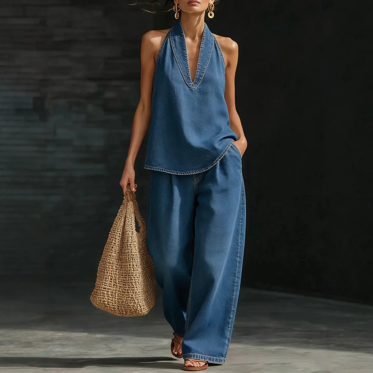 Women's Autumn Lapel Retro Washed Worn Denim Chinese Knot Button Clothing