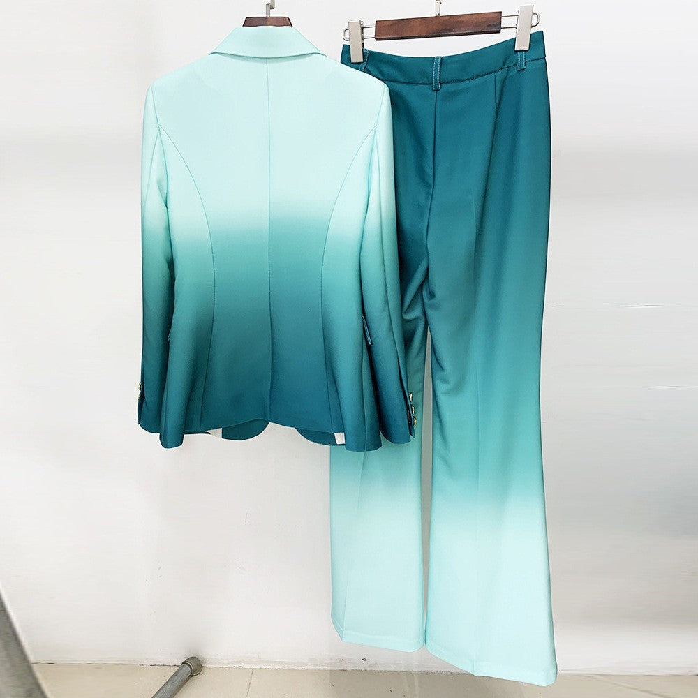 Fashionable Temperament Gradient Color Slim Flared Pants