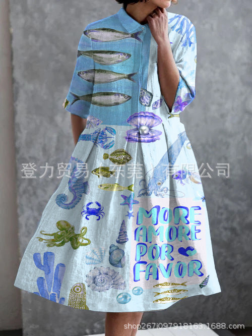 Shirt Dress Sleeve Placket Vintage Sardine Element Dresses