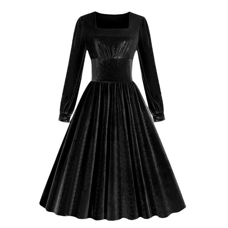 Women's Square Collar Dress Long Sleeve Autumn Dresses