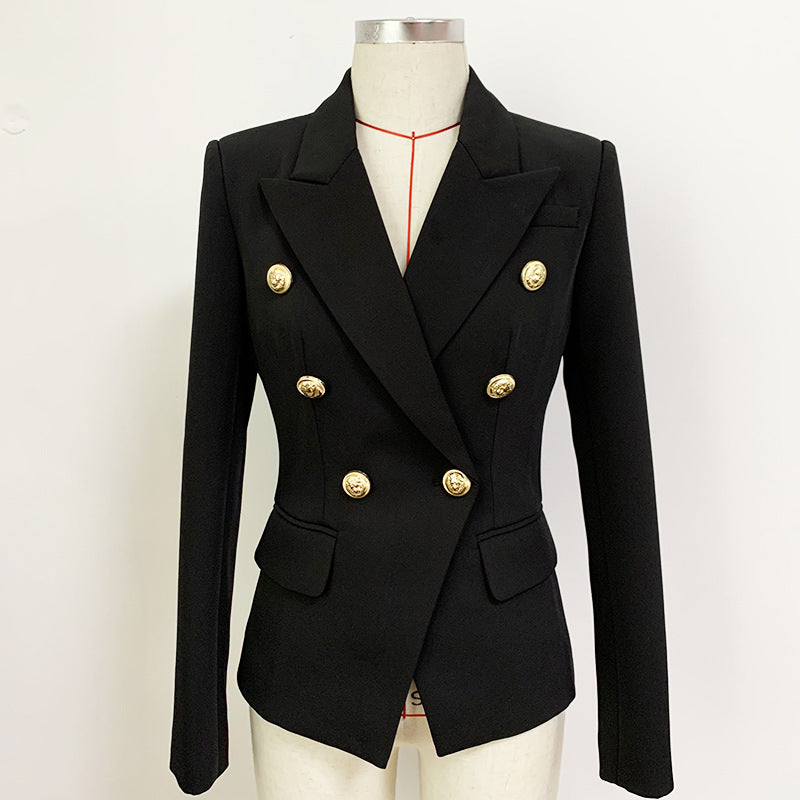 Women's Metal Lion Head Buckle Double-breasted Blazers
