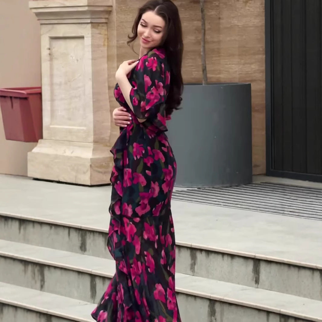 Women's Summer Retro Sexy Sleeve Long Dress Dresses