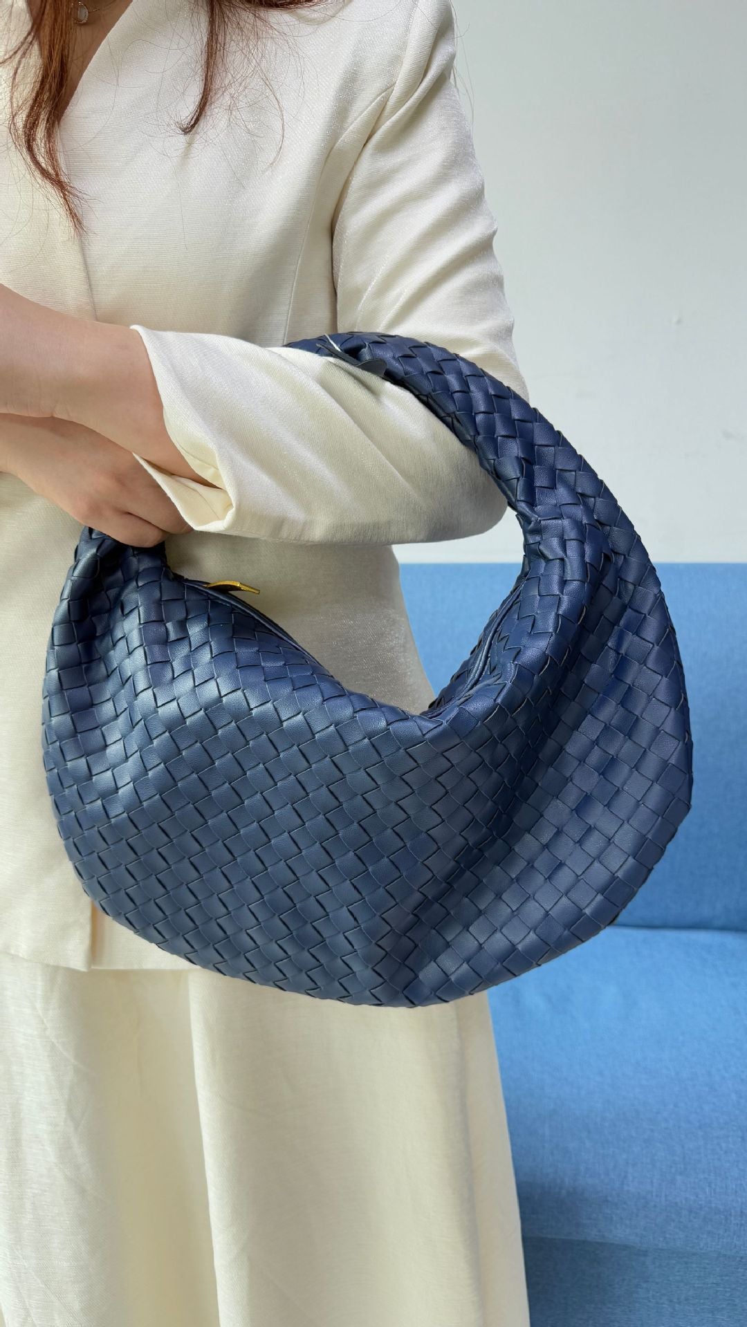 Women's Denim Woven Fashion Portable Horn Bags