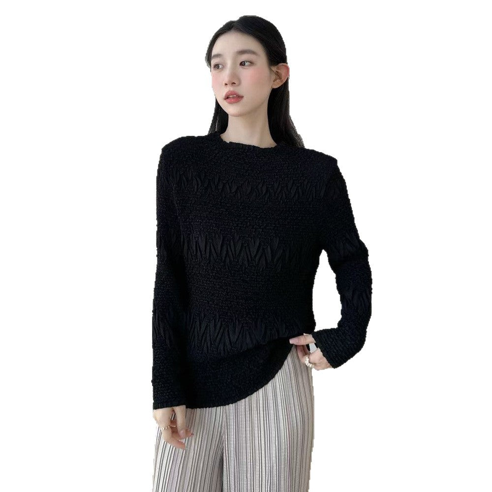 Autumn Round Neck Bottoming Shirt Temperament Western Blouses
