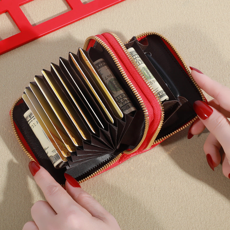 Women's Short Korean Lychee Pattern Clutch Ladies Wallets