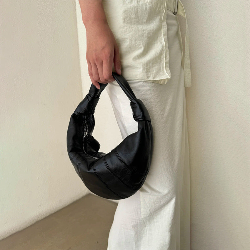 Light Luxury Leather Mini Sheepskin Croissant Handbags