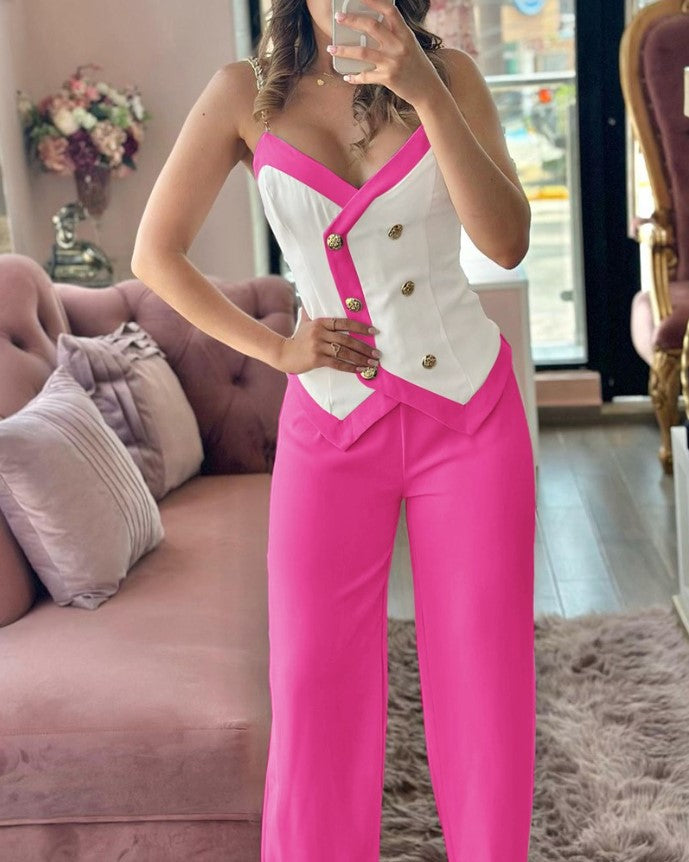 Women's Slim Fit Slimming Contrast Color Double Suits