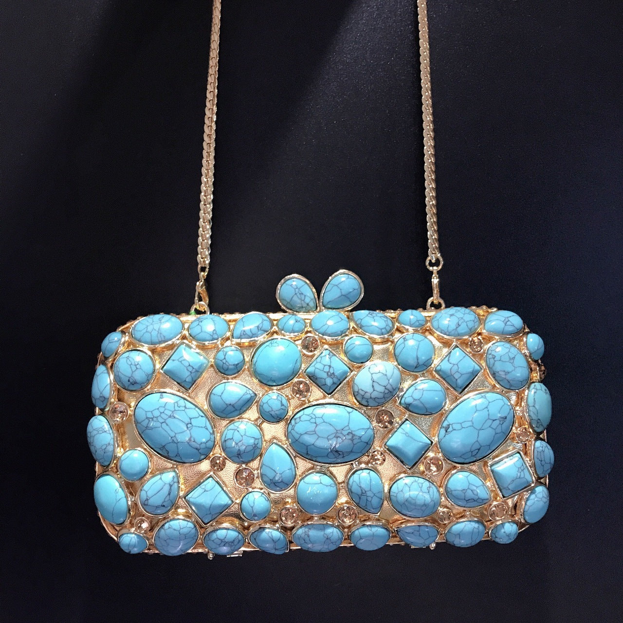 Agate Turquoise Diamond Banquet Rhinestone Hand Evening Bags