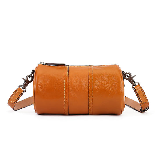 Women's High-grade Cylinder Genuine Leather Large Capacity Crossbody Bags