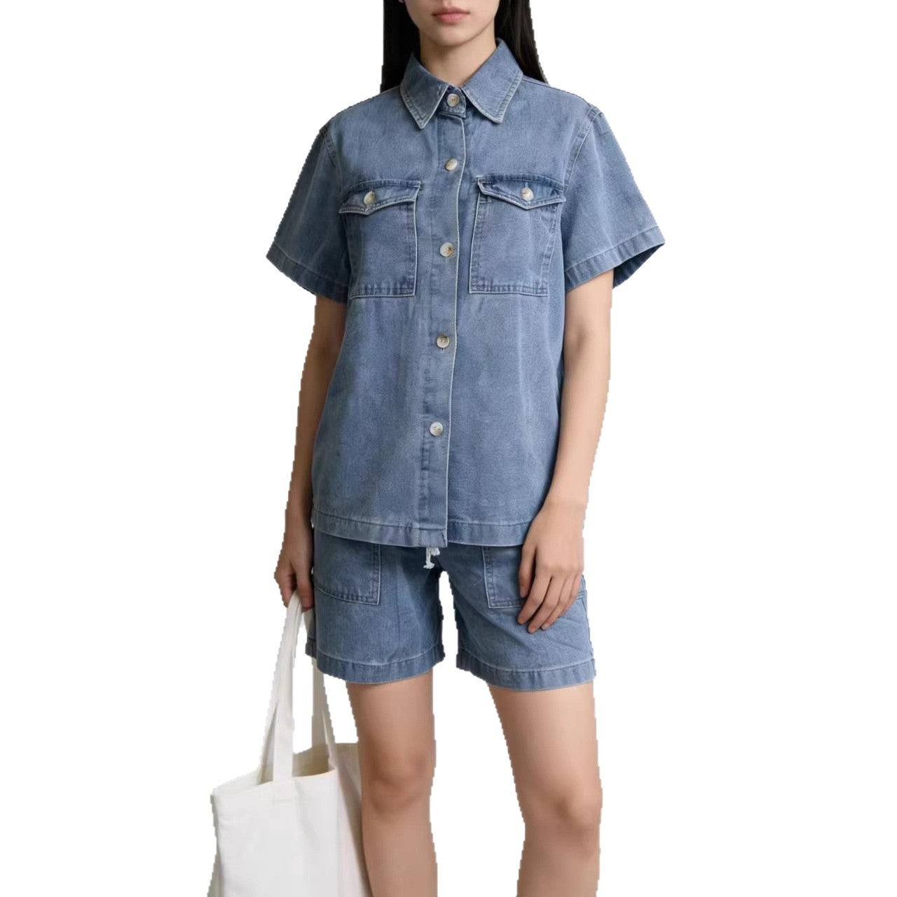 Women's Casual Polo Collar Elastic Waist With Pocket Suits