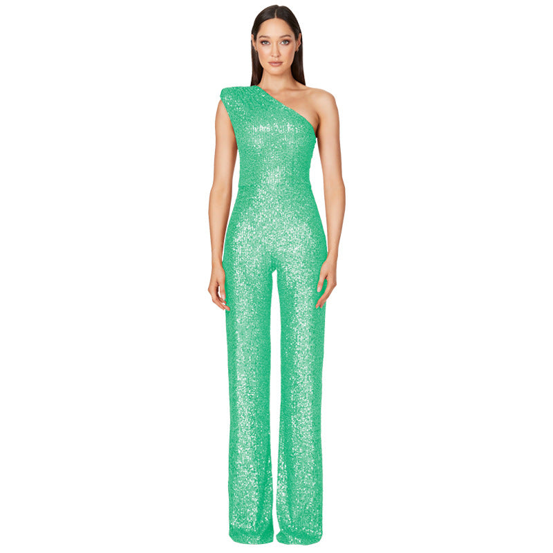Women's Beautiful Popular Summer Sleeveless Sequined Jumpsuits