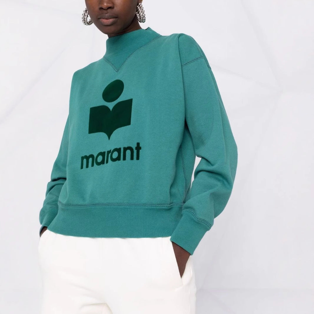 Women's Style Classic Flocked Printed Turtleneck Cotton Sweaters