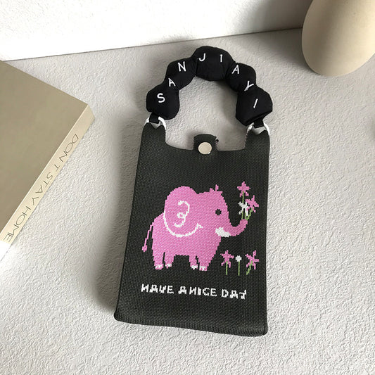 Cute Cartoon Knitted Wool Woven Good Phone Bags