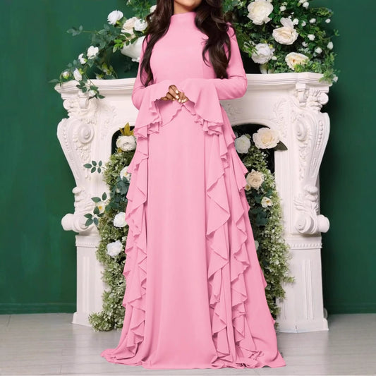 Women's Elegant Casual High Waist Pure Color Bell Dresses
