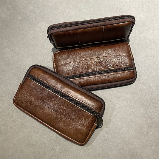 Men's Single-layer Leather Construction Site Mobile Cowhide Men's Waist Packs