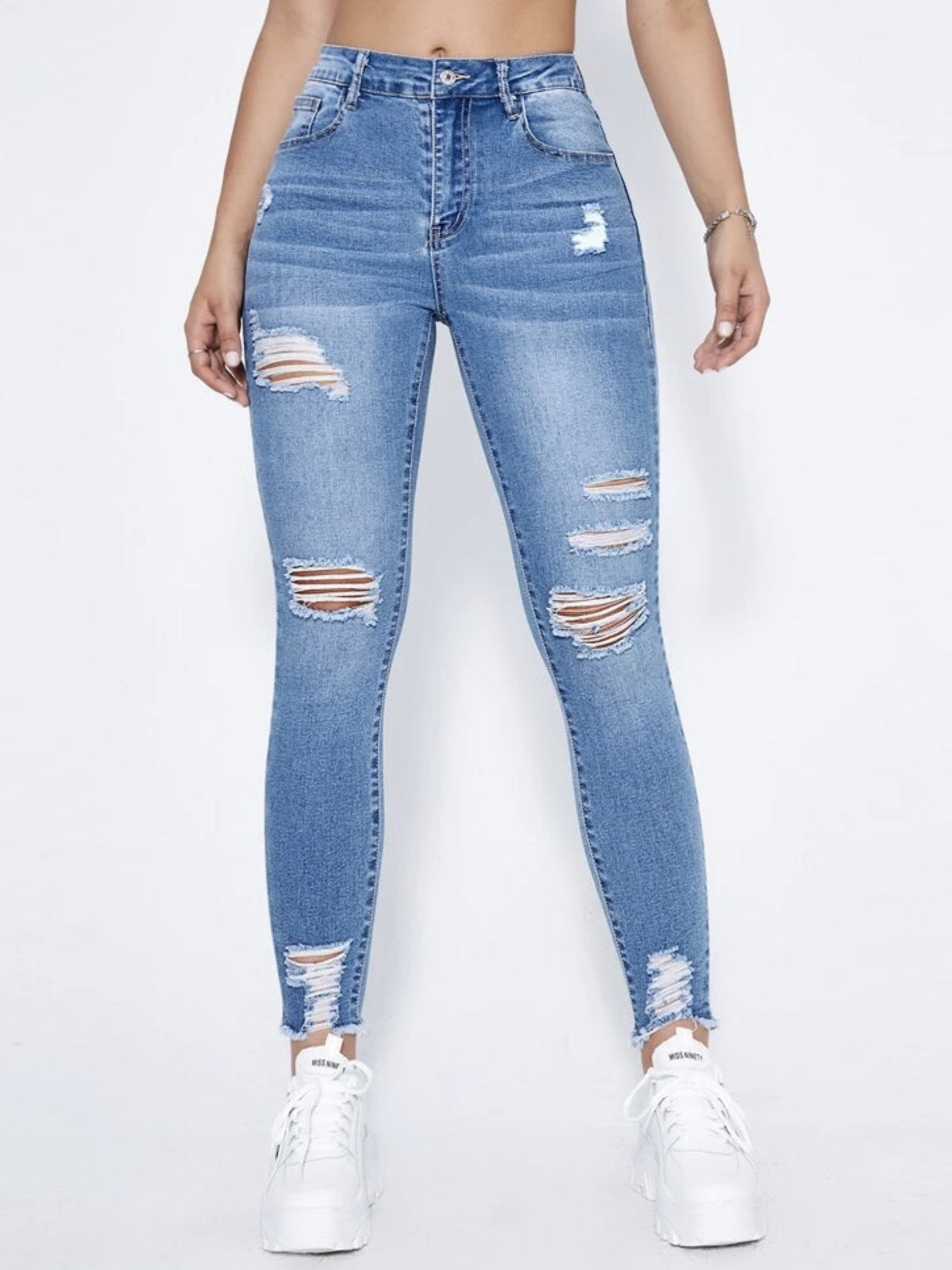 Women's Ripped Slim Stretch Denim Skinny Pants