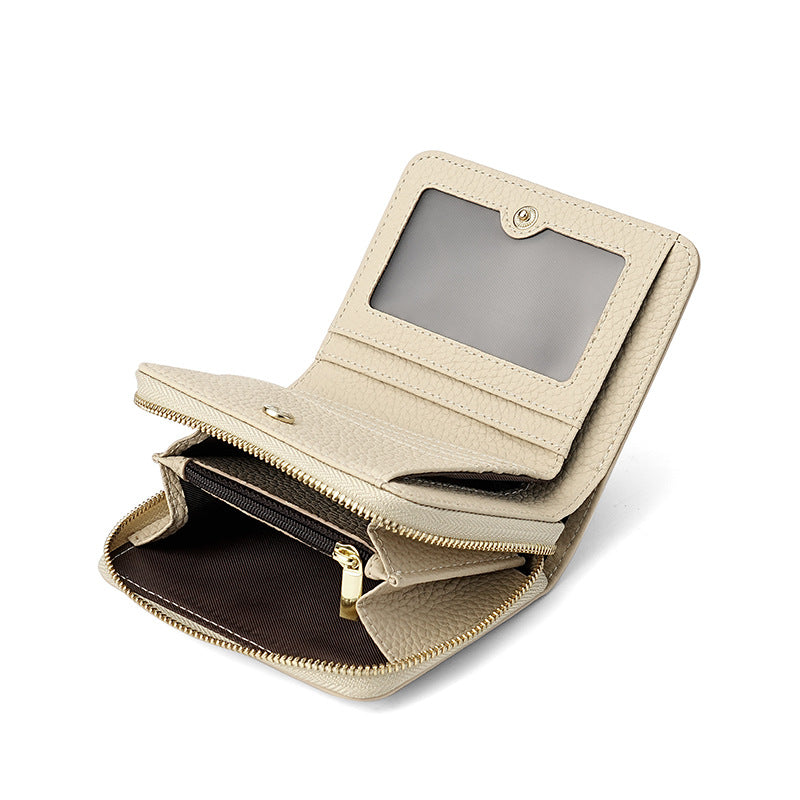 Women's Fashion Solid Color First Layer Cowhide Ladies Wallets