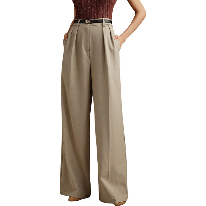 Women's Casual High Waist Temperament Commute Straight Pants