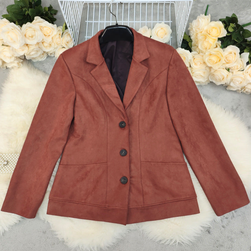 Women's Autumn Fashion Long Sleeve Deerskin Veet Blazers
