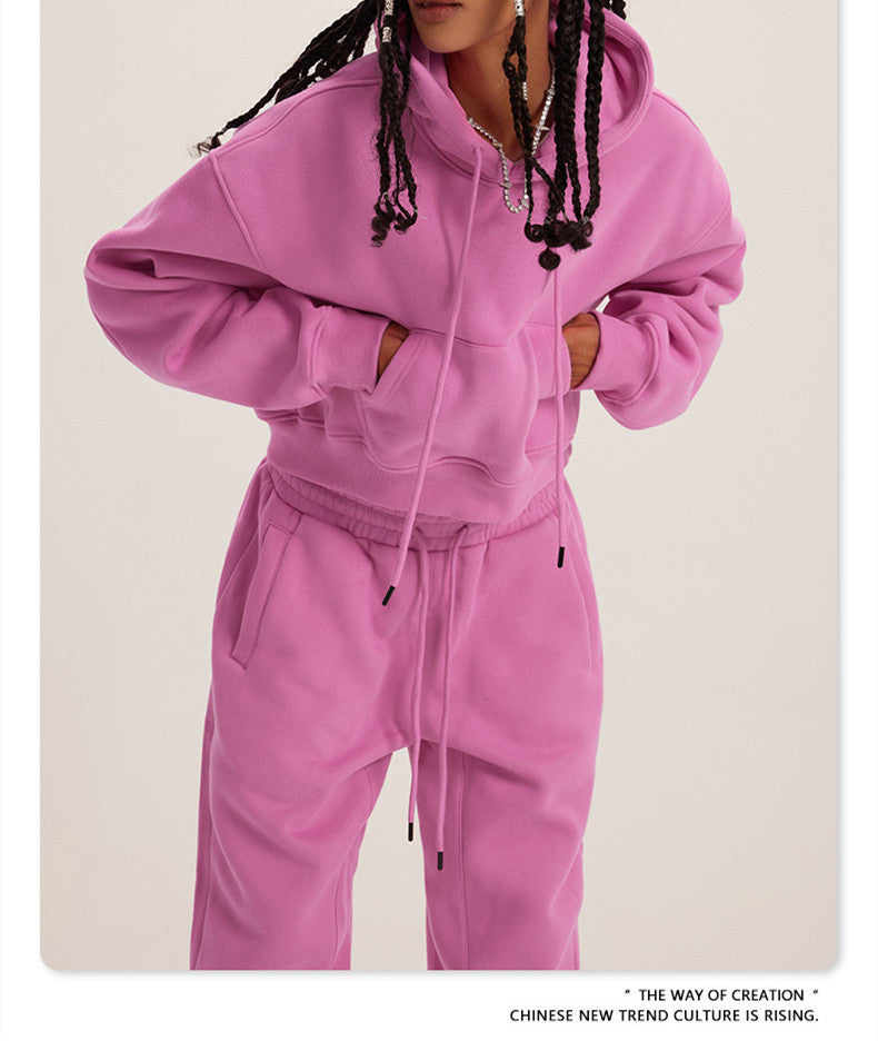 Women's Hooded Round Neck Long Sleeve Two-piece Suits
