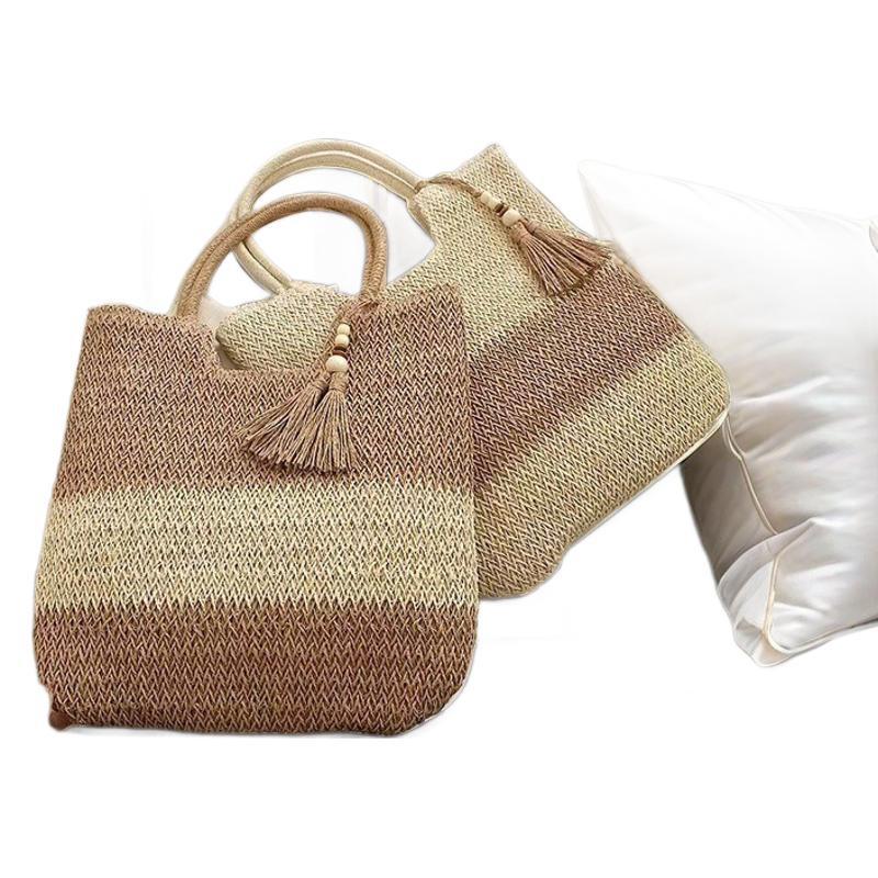 Woven Straw Tassel Chinese Style Large Bags