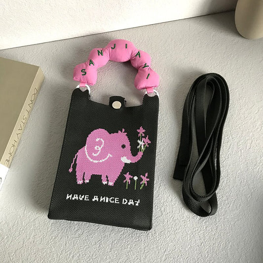 Cartoon Mini Knitted Mobile Versatile Portable Phone Bags