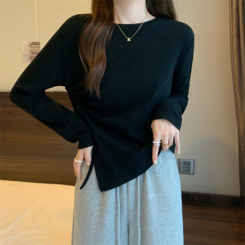 Women's Design Long-sleeved Solid Color Small Bottoming Shirt Women's T-shirt