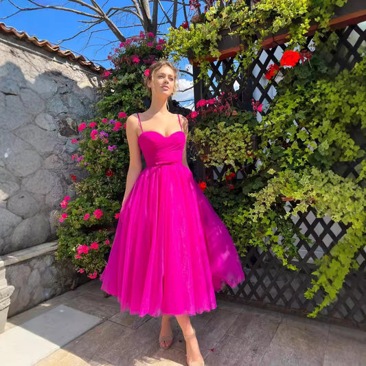 Women's Sling Solid Color Dress Midi Dresses