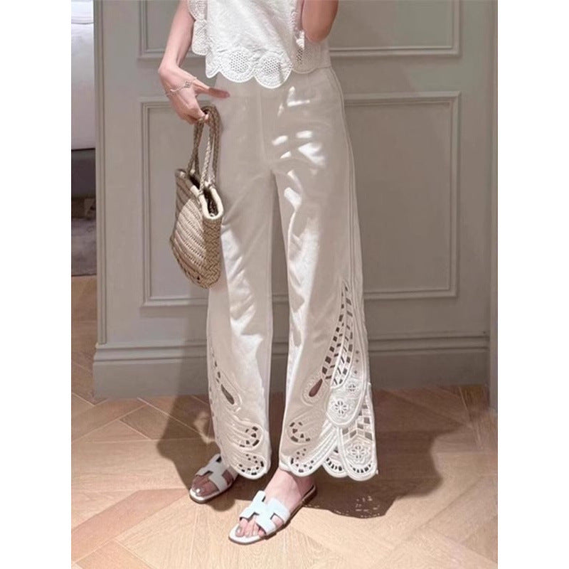 Women's French Minority Summer Fashion Embroidered Design Pants