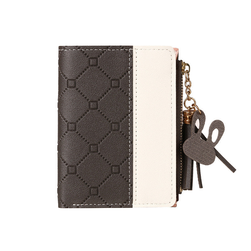 Women's Short Zipper Two-fold Embossed Korean Style Ladies Wallets