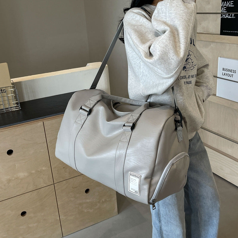 Women's & Men's & Portable High-grade Large Capacity Leather Travel Bags