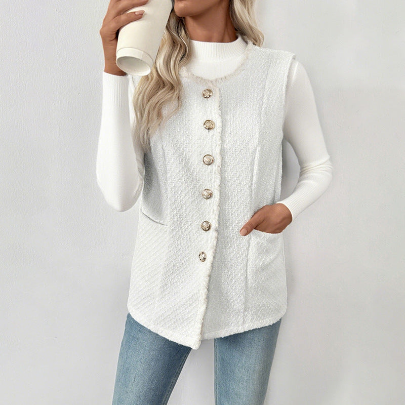 Women's Autumn Solid Color Classic Style High Vests