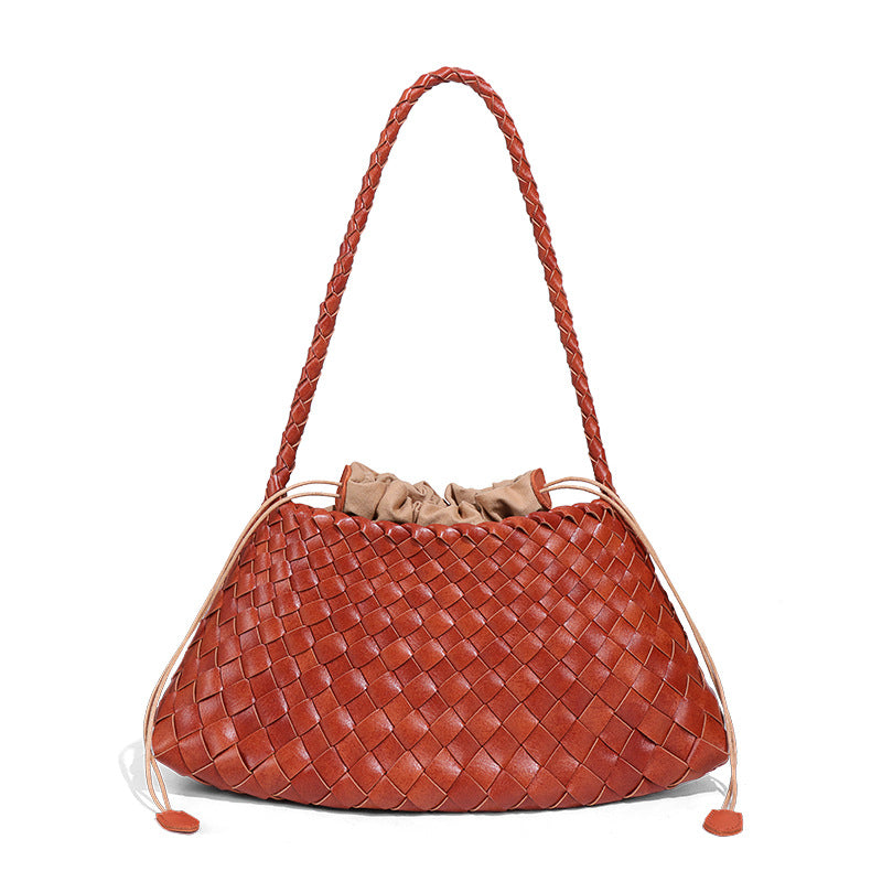 Women's Light Luxury Woven Underarm Portable Vegetable Bags