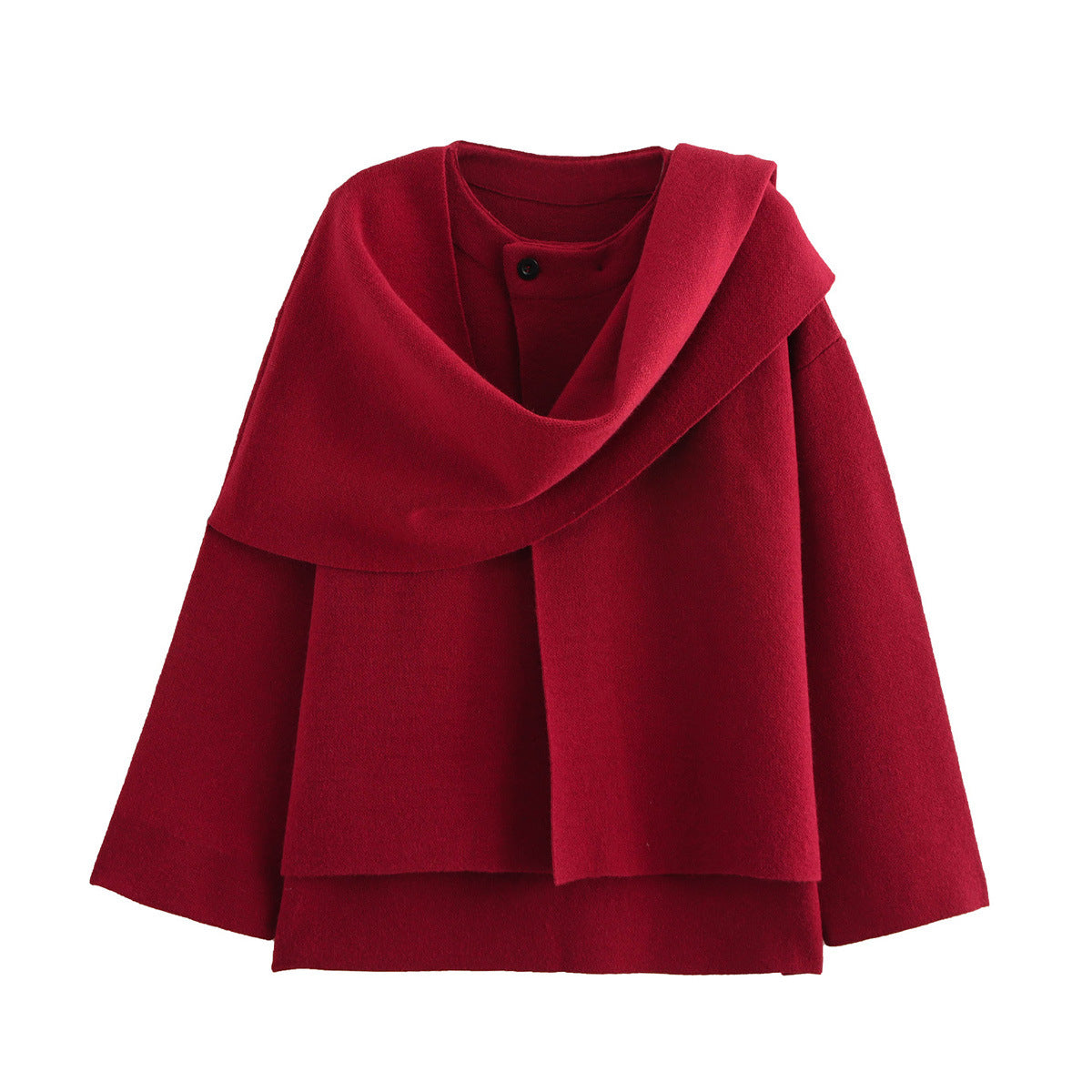 Women's Graceful Asymmetric Scarf Knitted Overcoat Jackets