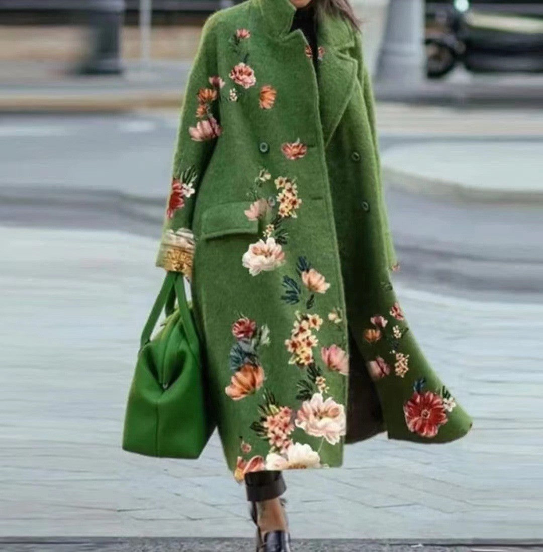 Women's Autumn Color Matching Plaid Long Sleeve Coats