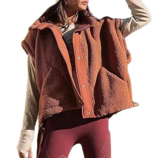 Women's Plush Sleeveless Waistcoat Warm Ladies Coats