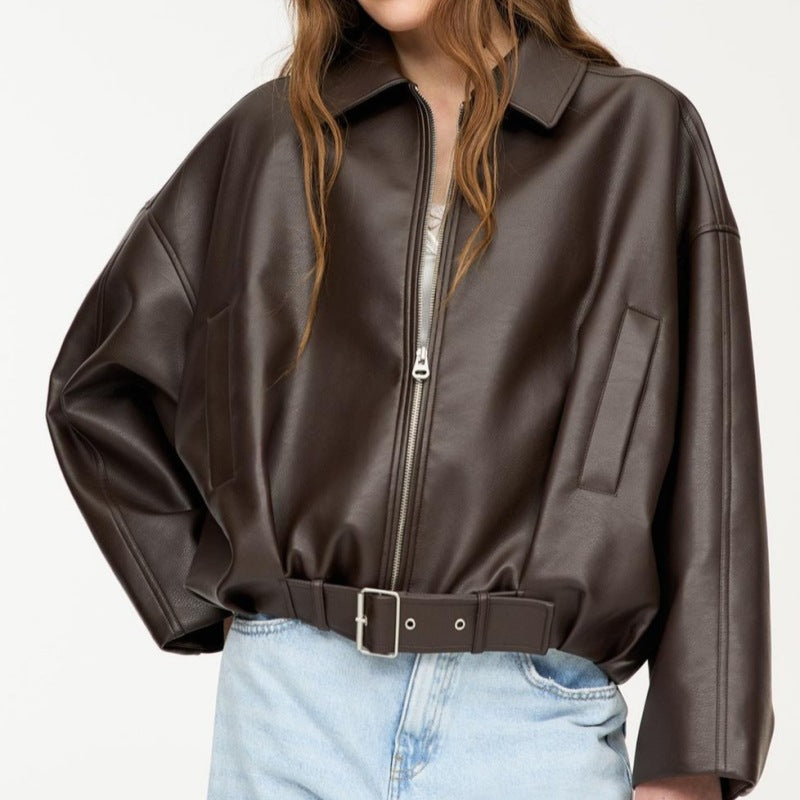 Women's Vintage Bomber Female Casual Artificial Leather Jackets